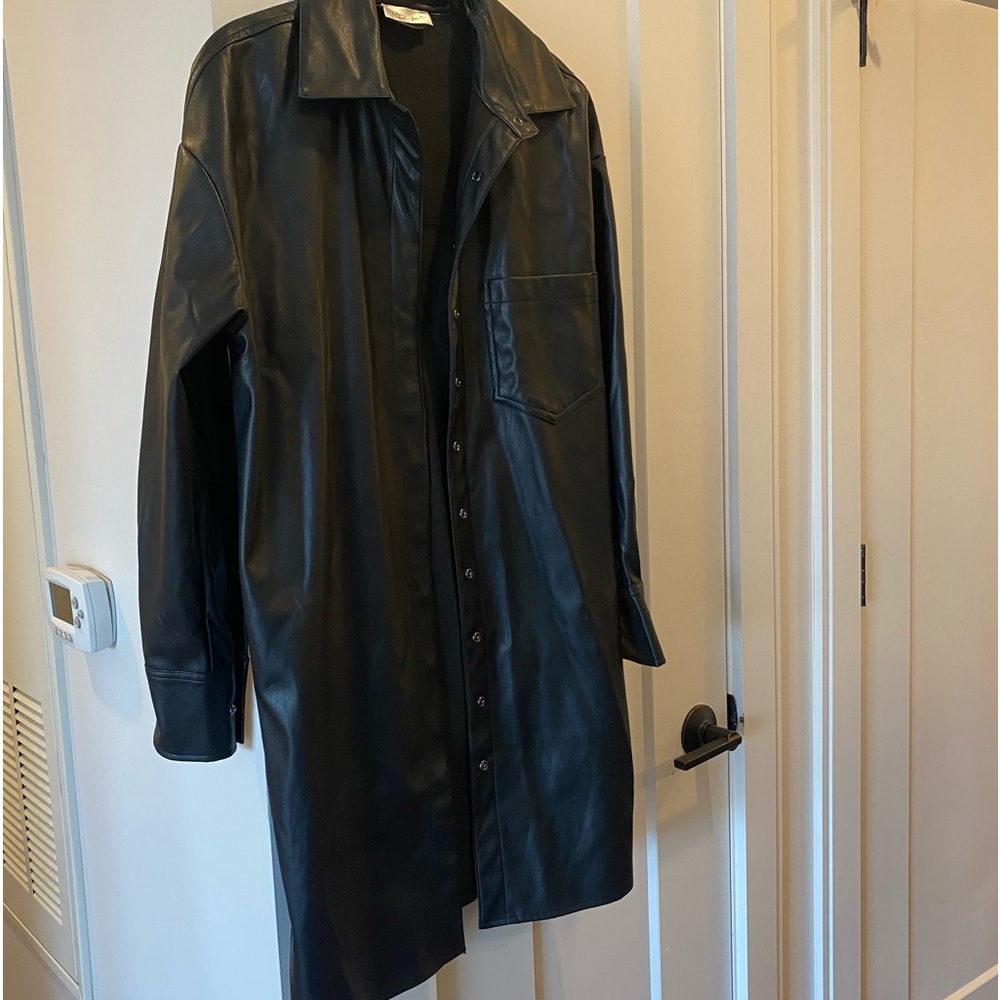 FAUX Leather Over Coat- NWOT